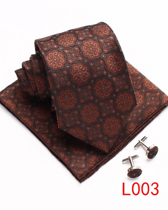 Leier floral polyester three-piece suits, gentleman's fashionable and casual men's ties, handkerchiefs, and cufflinks.