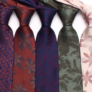 Lei'er polyester floral ties. Classic men's 8cm business casual wedding dinner ties, ready-to-stock wholesale.