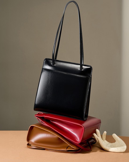 Special Offer 2025 Early Fall New Tote Bag, Luxury Cowhide Bucket Bag, Retro Elegant Red Women's Bag