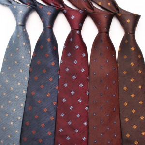 New Retro Small Checkered Diagonal Striped Men's Ties, Polyester Silk Yarn-Dyed Cut-Out Hand-Tied Ties, Wholesale & In Stock