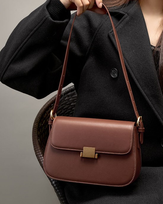 High-end niche design, underarm genuine leather bag, 2025 spring/summer fashionable tofu bag, shoulder crossbody bag