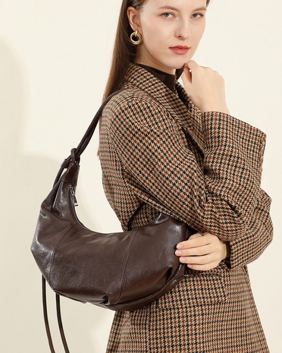 Same crossbody bag, croissant bag, original leather shoulder bag, underarm bag, large-capacity commuter bag