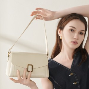 Spring and summer Maillard genuine leather women's handbag, 2025 new niche high-quality shoulder and crossbody bag for women's commuting