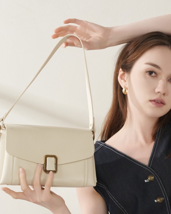 Spring and summer Maillard genuine leather women's handbag, 2025 new niche high-quality shoulder and crossbody bag for women's commuting