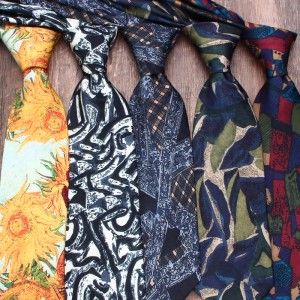 9cm large floral tie, men's digitally printed polyester vintage hand-tied ties, suit and banquet ties, wholesale.