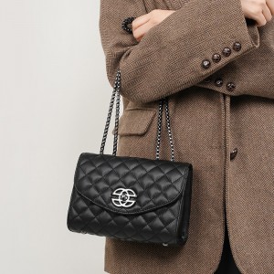 2025 new top-grain cowhide bags, women's chain bags, luxury light luxury spring and summer genuine leather