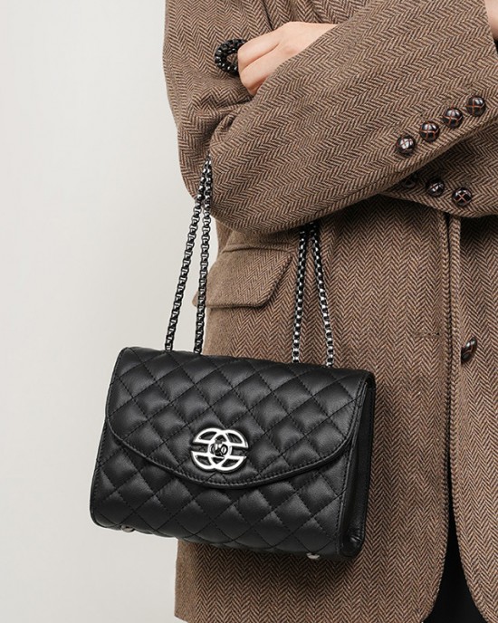 2025 new top-grain cowhide bags, women's chain bags, luxury light luxury spring and summer genuine leather