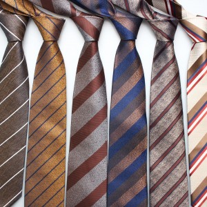 Men's polyester yarn-dyed casual tie 8cm, brown series, casual and versatile shirt tie, in stock for wholesale.