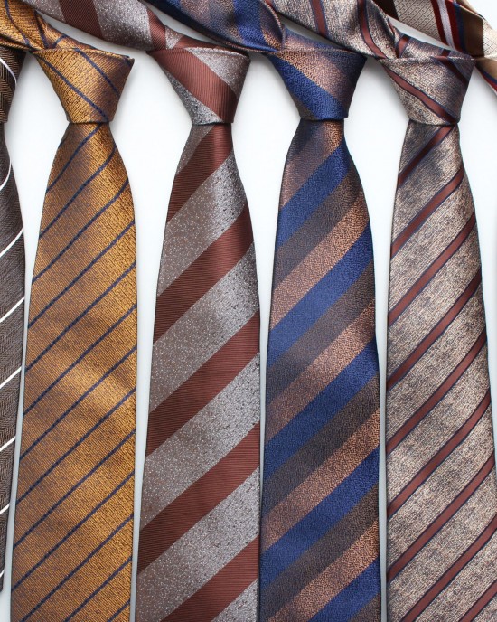 Men's polyester yarn-dyed casual tie 8cm, brown series, casual and versatile shirt tie, in stock for wholesale.