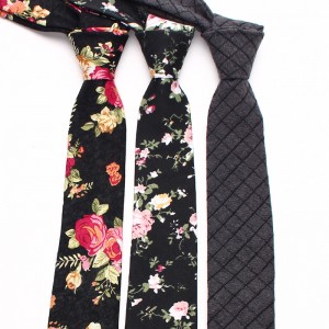 Black tie, cashew nut flower, British-Korean style, casual, small personalized pattern, 7cm jacquard tie, factory in stock