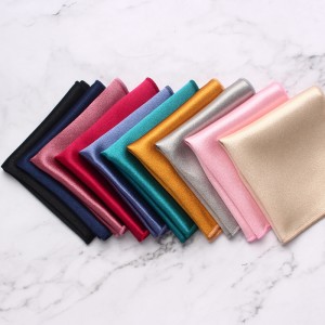 Solid British-style polyester glossy pocket square for men's suits, banquets, weddings, and formal dresses, chest scarfs and handkerchiefs.
