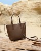 2025 new genuine leather women's bag, simple, artistic, retro, tree paste leather bucket bag, versatile shoulder and crossbody bag