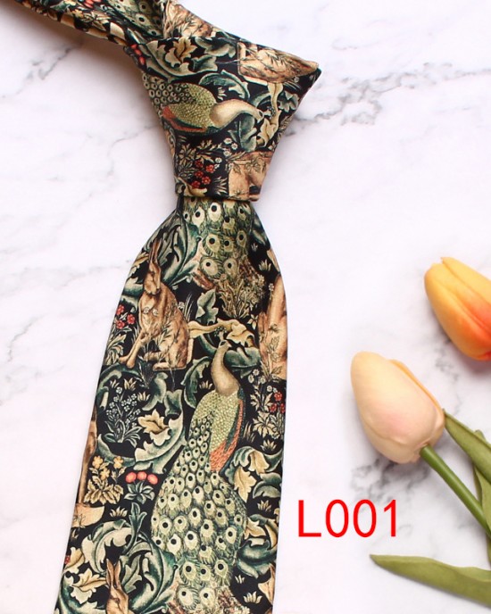 Leier, in stock, men's printed tie, peacock floral tie, Korean-style paisley pattern wedding groom tie manufacturer