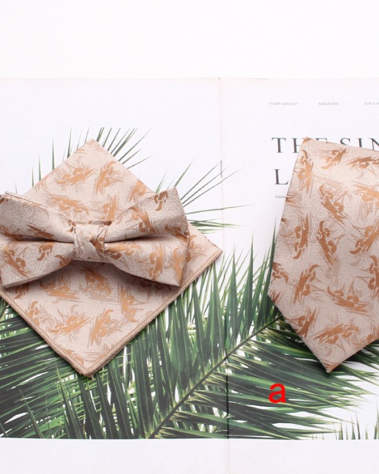 Lei'er men's tie sets, three-piece polyester striped tie, bow tie, and handkerchief set. Suit accessories manufacturers in stock