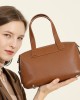 Cross-border genuine leather women's handbag, retro and elegant Boston bag, vegetable tanned cowhide shoulder bag, women's crossbody bag