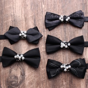 In-Stock Black Bow Ties for Men, Groomsmen, Wedding Suits, Wedding Photography, Personalized Fashion Pearl Accessories, Bow Ties