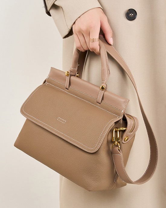 2025 new style top-grain cowhide bags for women, genuine leather messenger bags, large-capacity commuter briefcases