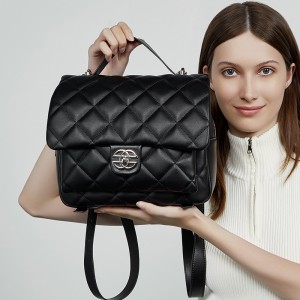 New Genuine Leather Chanel-Style High-End Diamond-Patterned Backpack for Women, Large Capacity, Exquisite, Versatile Travel Backpack for Commuters