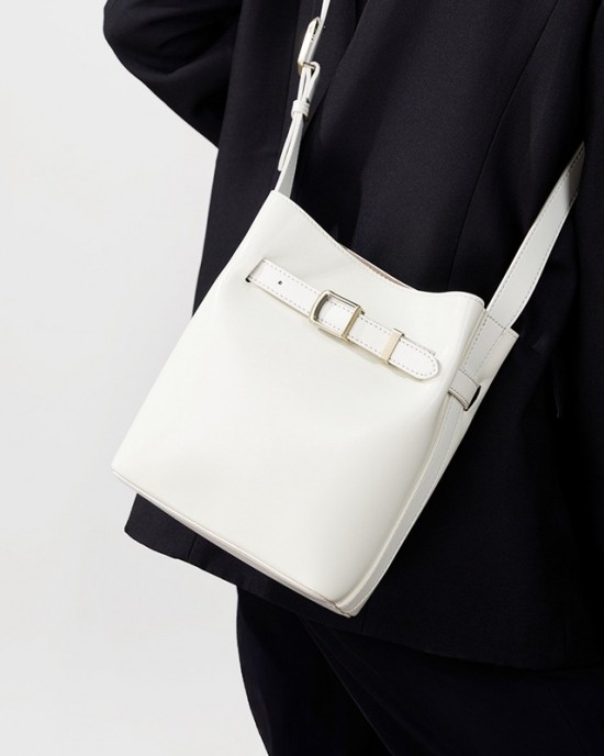 Vintage leather women's shoulder bag, luxury bucket bag, vintage top-grain cowhide crossbody bag