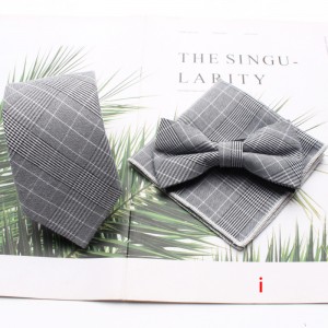 Polyester-cotton business formal suit ties, men's plaid chest scarf, banquet handkerchief. Three-piece suits available for wholesale from manufacturers.