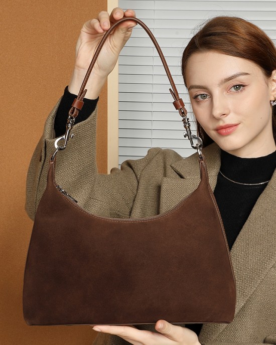 Frosted cowhide underarm tote bag, 2025 new high-quality, large-capacity commuter genuine leather shoulder bag