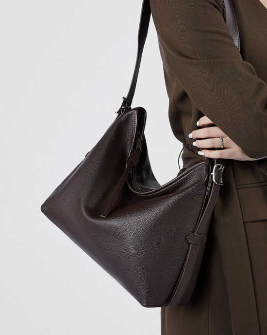 Autumn 2025 new style genuine leather women's bag, high-end niche single-shoulder underarm bag, retro and fashionable crossbody bag