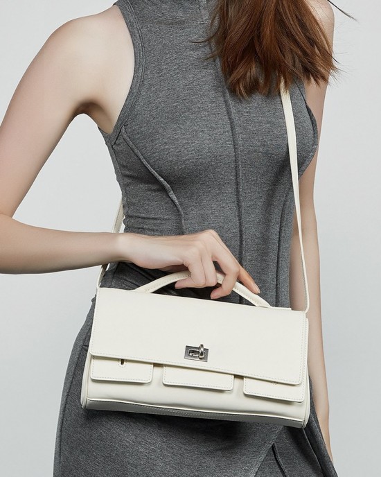 Korean niche solid color shoulder bag for women, 2025 new style, fashionable and stylish crossbody bag, simple design handbag