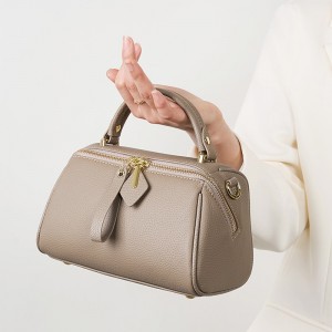 Genuine leather elegant women's bag, 2025 new retro and simple classic Boston handbag, cowhide crossbody shoulder bag