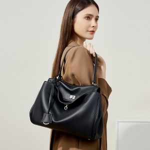 2025 new Rodeo Kelly tote bag, large-capacity smooth calfskin shoulder and handbag with lock closure, suitable for commuting.