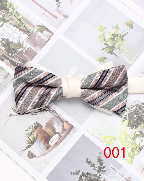 Lei'er double-layered men's bow tie, striped British business bow tie, Korean-style groomsmen wedding shirt bow tie, in stock