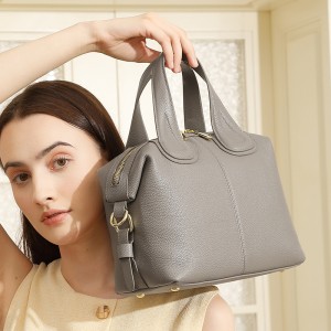 New Fashionable Top-Grain Cowhide Boston Bag, Versatile Soft Leather Handbag, Crossbody Bag for Women