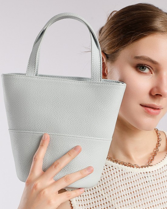 2025 niche new genuine leather basket shoulder and crossbody bag, Korean niche design, fashionable and versatile bucket bag