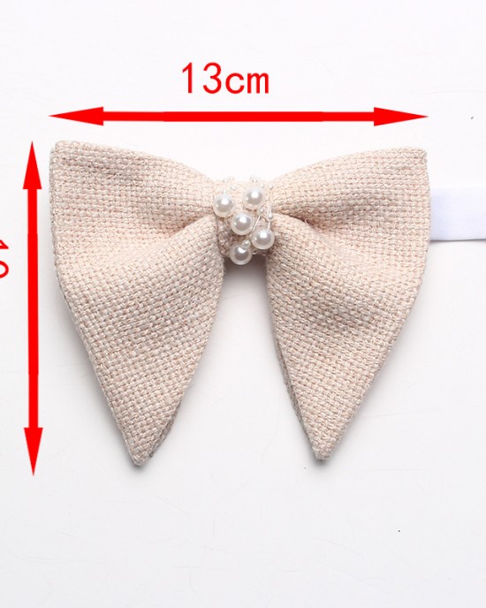 2025 New Korean-Style Polyester Diamond-Encrusted Women's Bow Ties, Banquet Hosting Performance Bow Ties, Imitation Linen Bow Tie Accessories