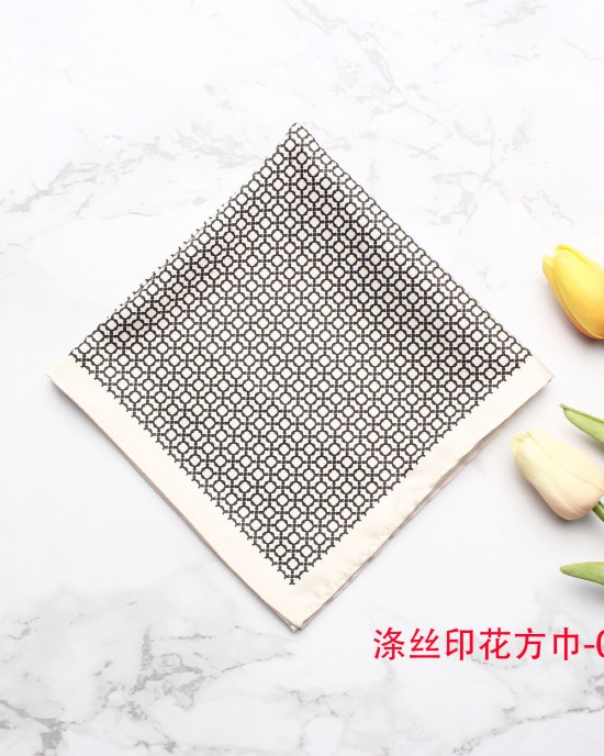 Various styles of polyester printed square handkerchiefs for casual suits and banquets. Shirt chest towels, handkerchiefs, and small squares in stock for wholesale.