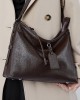 Lazy-style genuine leather women's bag, top-layer vegetable-tanned cowhide tote, large-capacity shoulder bag, simple and versatile crossbody bag