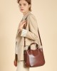 Simple, large-capacity, top-grain cowhide commuter tote bag, versatile, high-end, shoulder-shoulder, crossbody bucket bag for women.