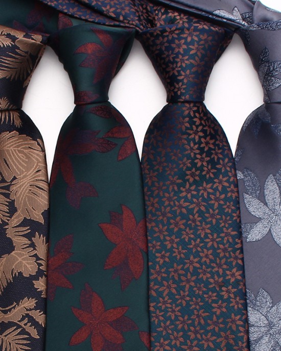 Lei'er polyester floral ties. Classic men's 8cm business casual wedding dinner ties, ready-to-stock wholesale.