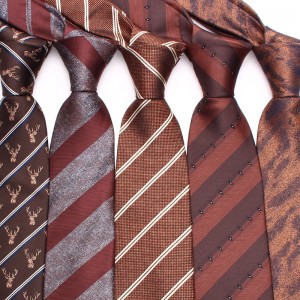 Lei'er new brown tie, 8cm men's business fashion polyester hand-tied tie in multiple colors.