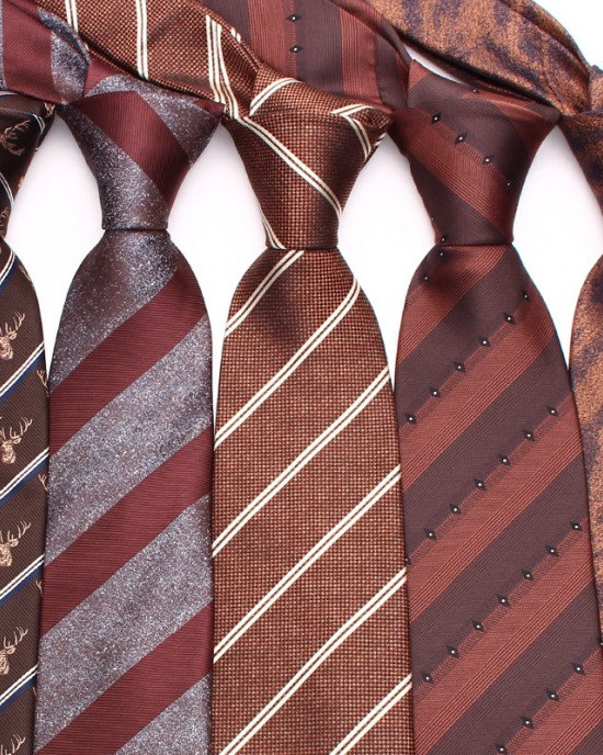 Lei'er new brown tie, 8cm men's business fashion polyester hand-tied tie in multiple colors.
