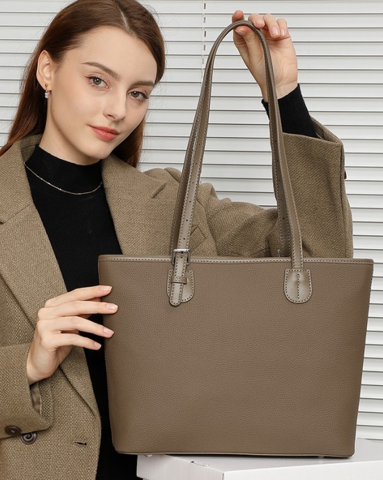 Large Capacity Genuine Leather Tote Bag, 2025 Spring/Summer New Style, High-End Niche Shoulder Bag, Fashionable and Versatile Bucket Bag