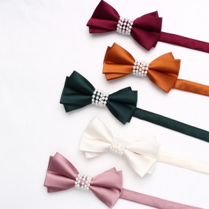 Lei'er solid color pearl bow tie, men's casual fashion, creative pearl personalized bow tie, new bow tie manufacturer, in stock