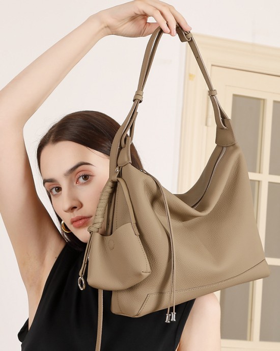 2025 new niche simple style genuine leather single Large-capacity shoulder bag, commuter tote, high-end, fashionable underarm bag