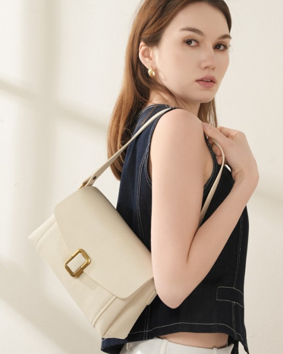 Spring and summer Maillard genuine leather women's handbag, 2025 new niche high-quality shoulder and crossbody bag for women's commuting