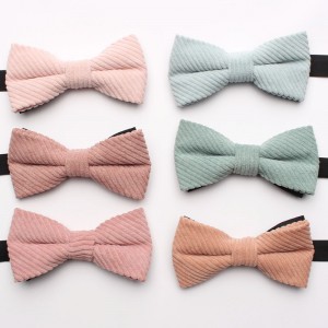 Shengzhou manufacturers offer corduroy polyester-cotton bow ties for men and women in macaron-colored, solid-color, fashionable wedding bow ties.