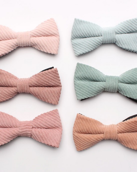 Shengzhou manufacturers offer corduroy polyester-cotton bow ties for men and women in macaron-colored, solid-color, fashionable wedding bow ties.