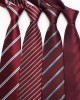 Wine-red vintage men's groom and groomsmen wedding ties, yarn-dyed polyester business ties, wholesale.