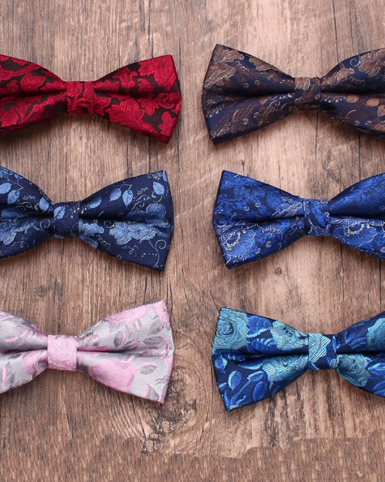 New men's bow ties, stylish boxer-style business casual polyester bow ties, manufacturer, and wholesale men's striped bow ties.