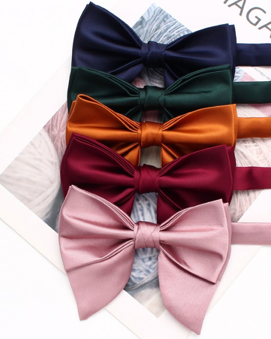Men's bow tie tuxedos, large horn bow ties, solid color, male groomsmen's pointed bow ties, banquet performance bow ties