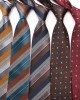 New Retro Small Checkered Diagonal Striped Men's Ties, Polyester Silk Yarn-Dyed Cut-Out Hand-Tied Ties, Wholesale & In Stock