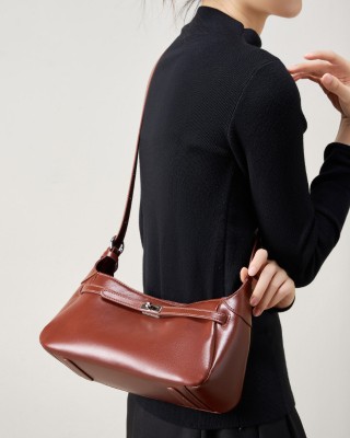 2025 new cross-border Kelly bags, fashionable and versatile retro top-grain cowhide bags, single-shoulder crossbody bags.